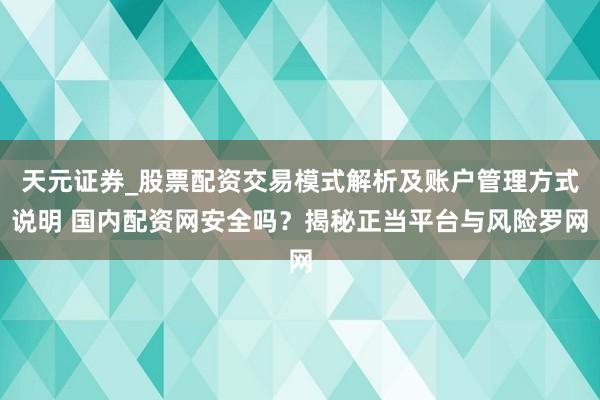天元证券_股票配资交易模式解析及账户管理方式说明 国内配资网安全吗？揭秘正当平台与风险罗网